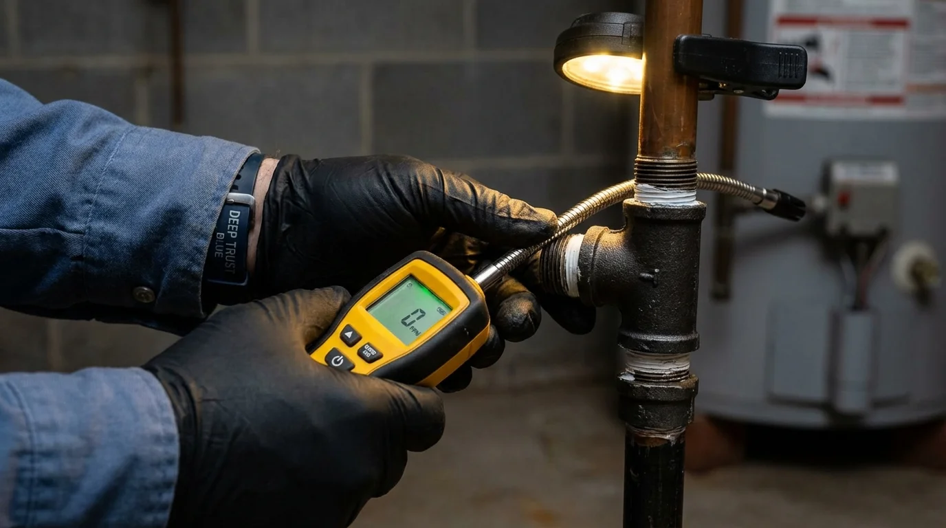 Gas leak detection with electronic sniffer by Johns Plumbing LLC in Mableton