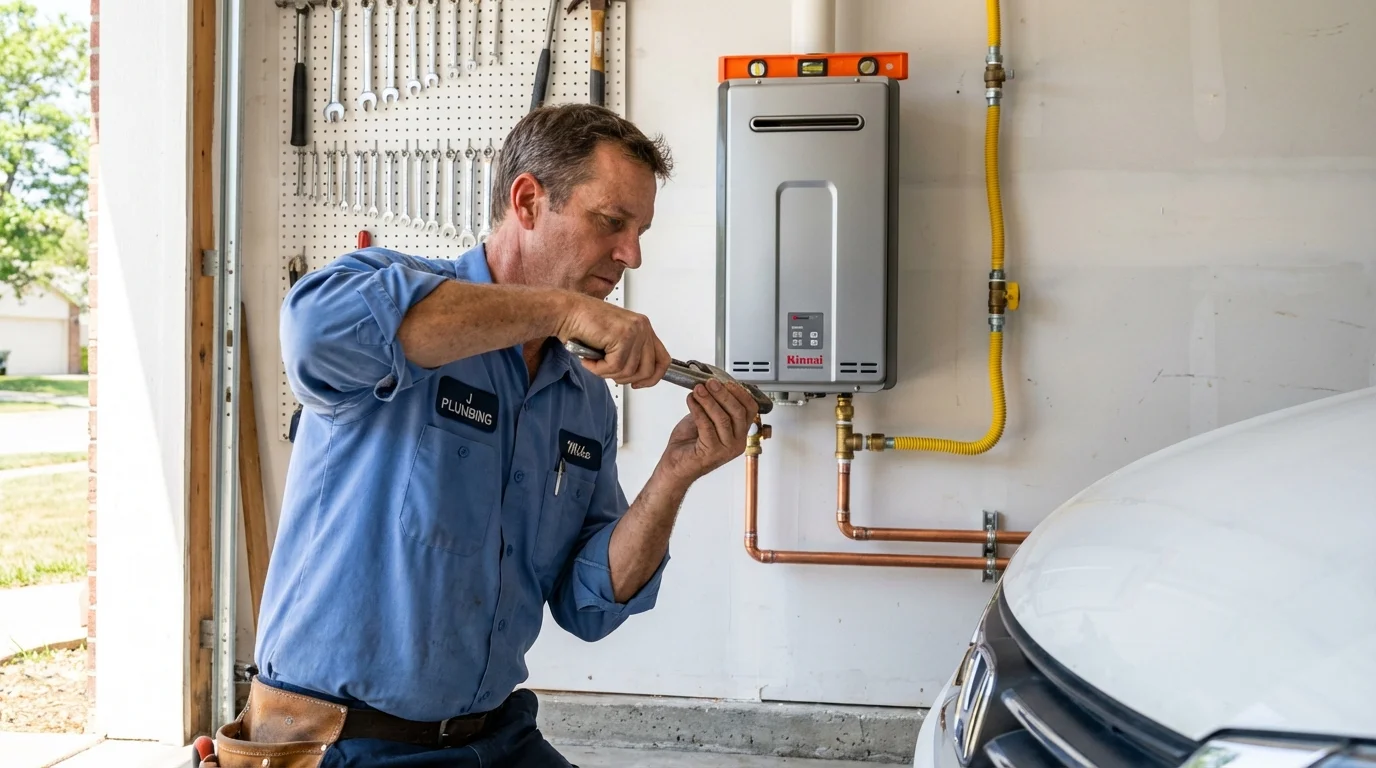 Tankless water heater installation by a Johns Plumbing LLC plumber in Mableton