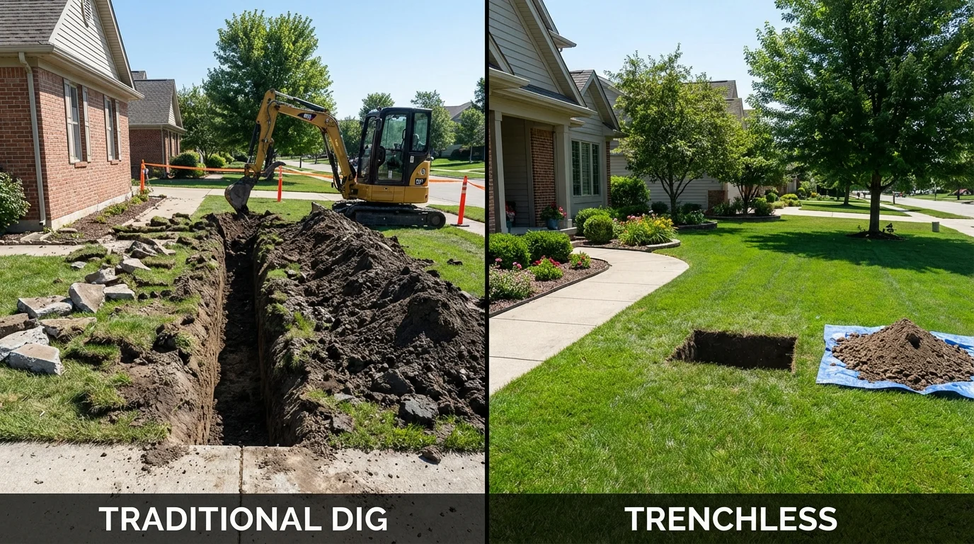 Trenchless sewer repair with minimal yard damage versus traditional excavation in Mableton, GA